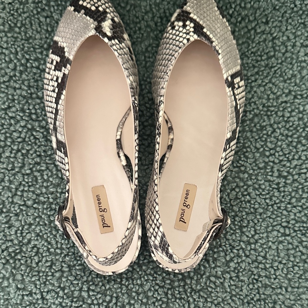 Paul Green Snake Print Slingback Flats - Picture 4 of 9